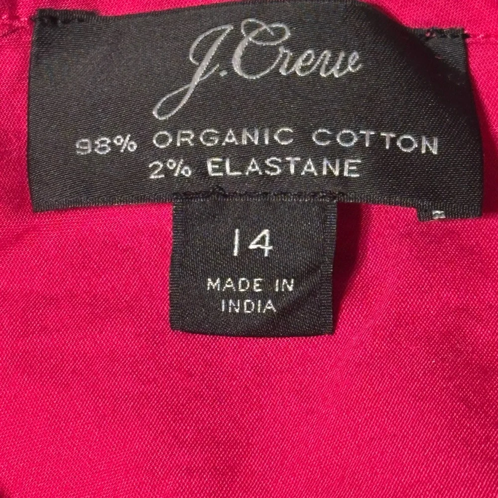 J Crew Magenta Rose V-back Zip Puff Sleeve Stretch Cotton Blend Poplin Blouse